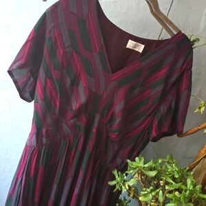 TOAST UK Dress Burgundy Purple Full Length India Sz 10 Medium